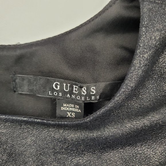 Guess Faux Leather Ruffle Peplum Top Size XS - Picture 5 of 9